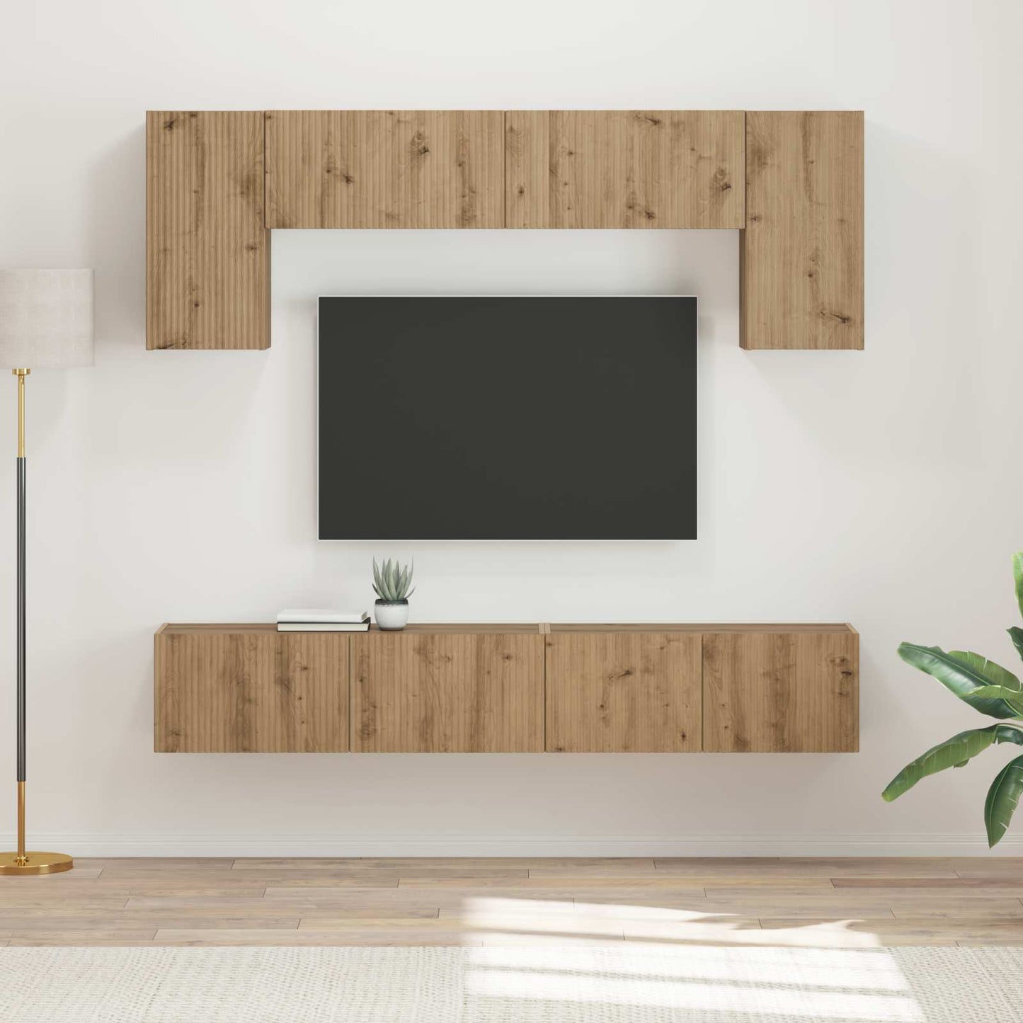 TV Cabinet Set Wall-mounted 4 pcs Sonoma Oak Engineered Wood