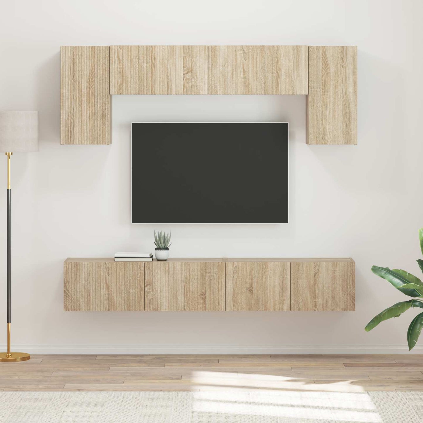 TV Cabinet Set Wall-mounted 4 pcs Sonoma Oak Engineered Wood
