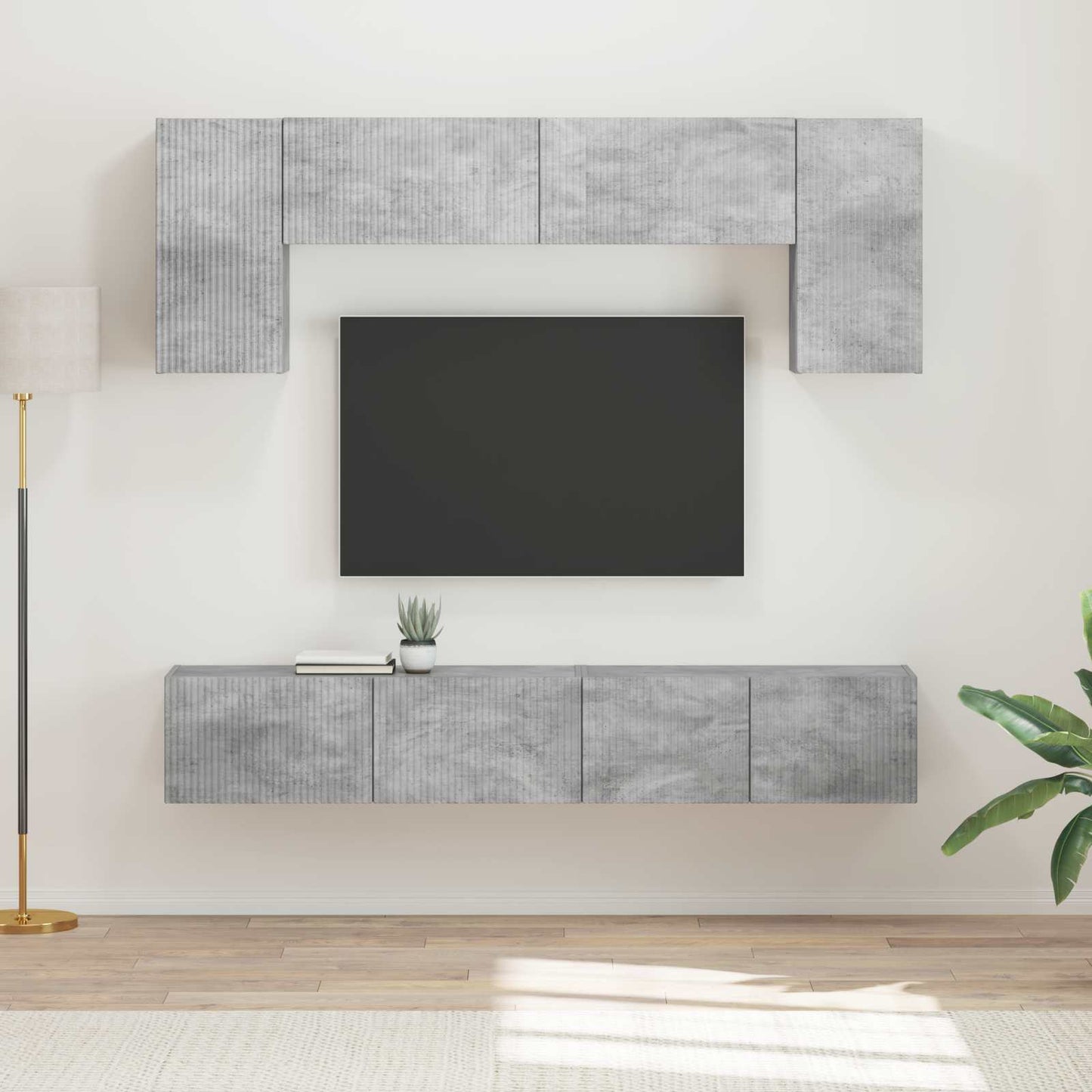 TV Cabinet Set Wall-mounted 4 pcs Concrete Grey Engineered Wood