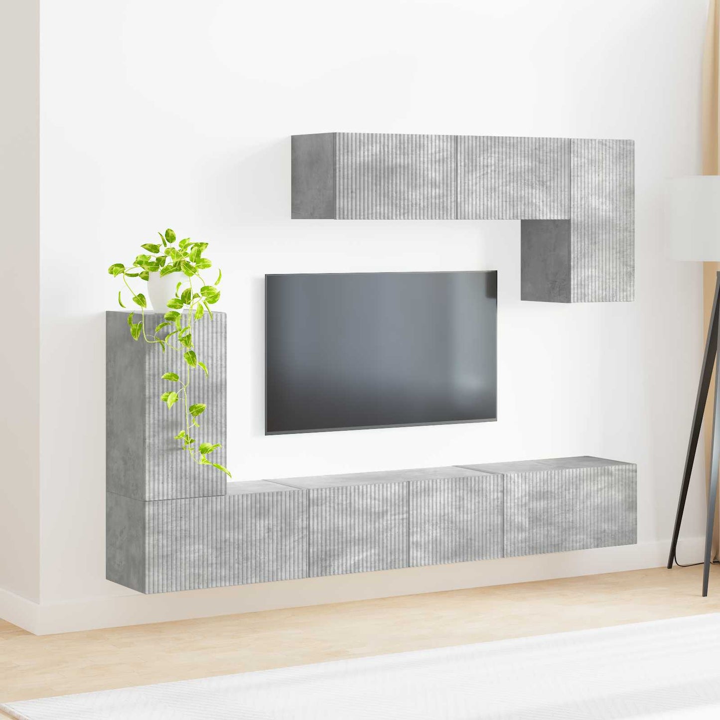 TV Cabinet Set 4 pcs Concrete Grey Engineered Wood