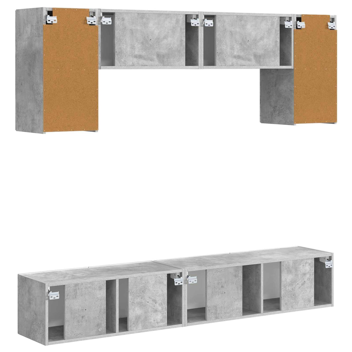 TV Cabinet Set 4 pcs Concrete Grey Engineered Wood