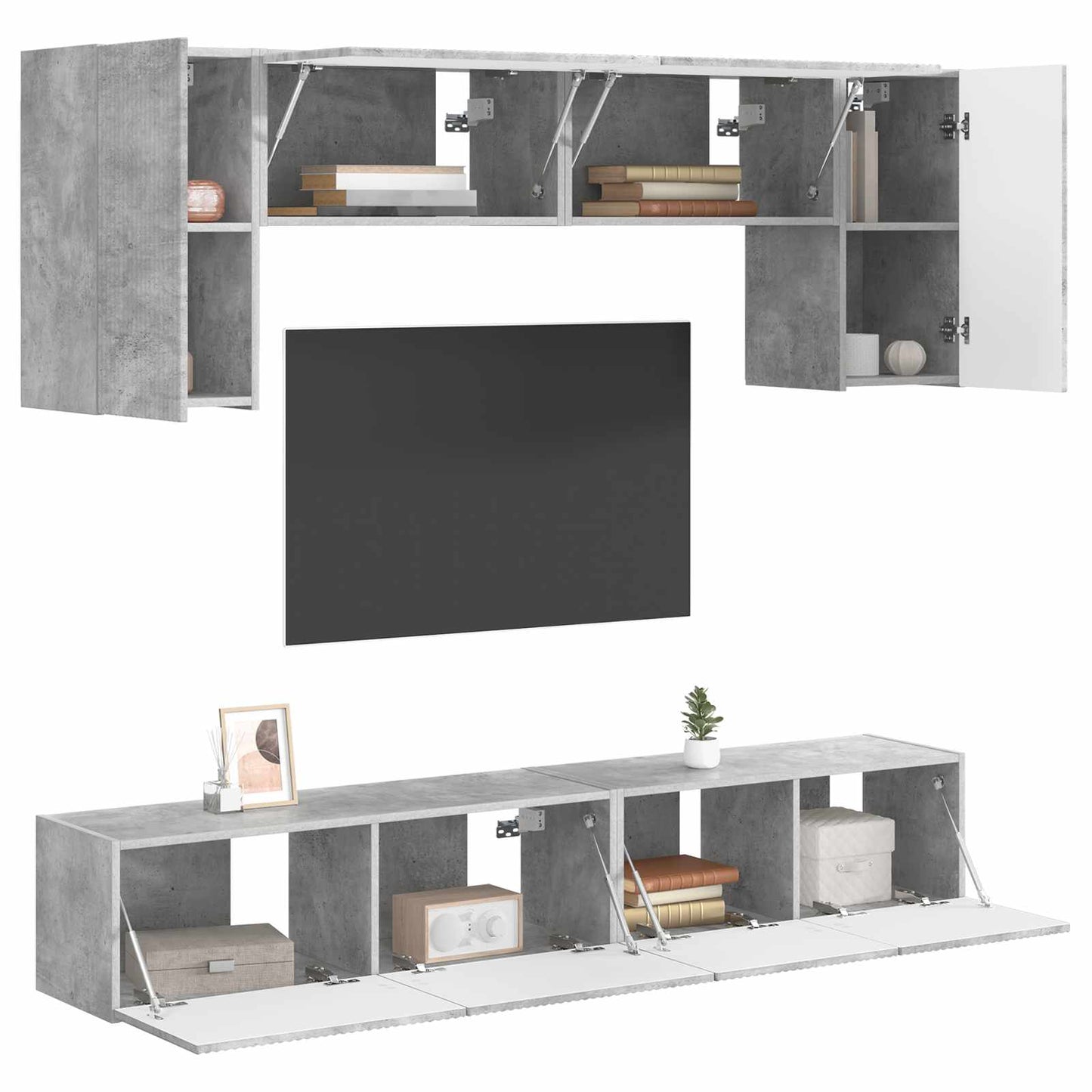 TV Cabinet Set 4 pcs Concrete Grey Engineered Wood
