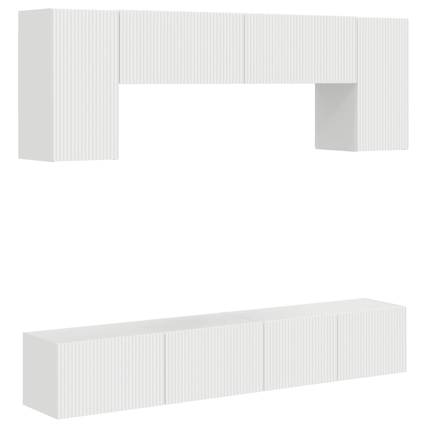 TV Cabinet Set 4 pcs High Gloss White Engineered Wood