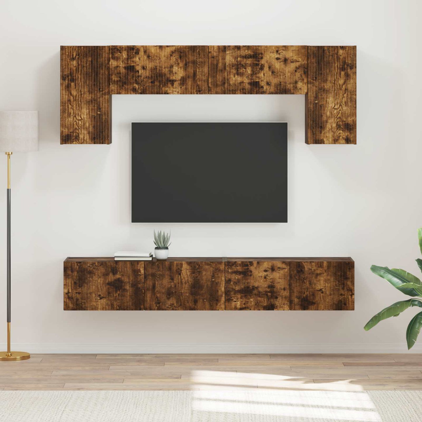 TV Cabinet Set 4 pcs Smoked Oak Engineered Wood