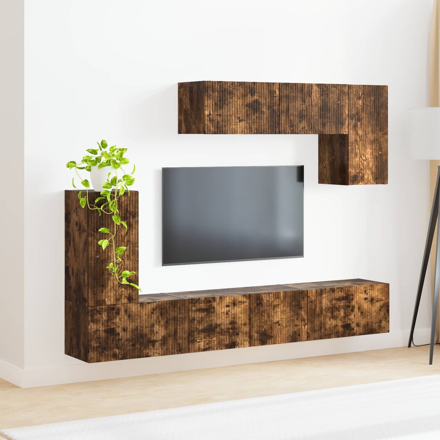 TV Cabinet Set 4 pcs Smoked Oak Engineered Wood
