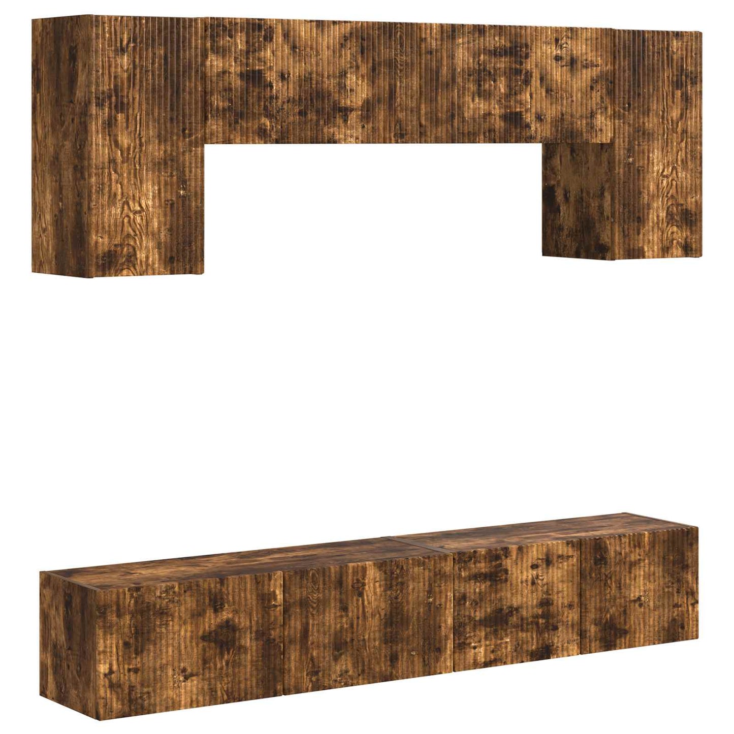 TV Cabinet Set Wall-mounted 4 pcs Smoked Oak Engineered Wood