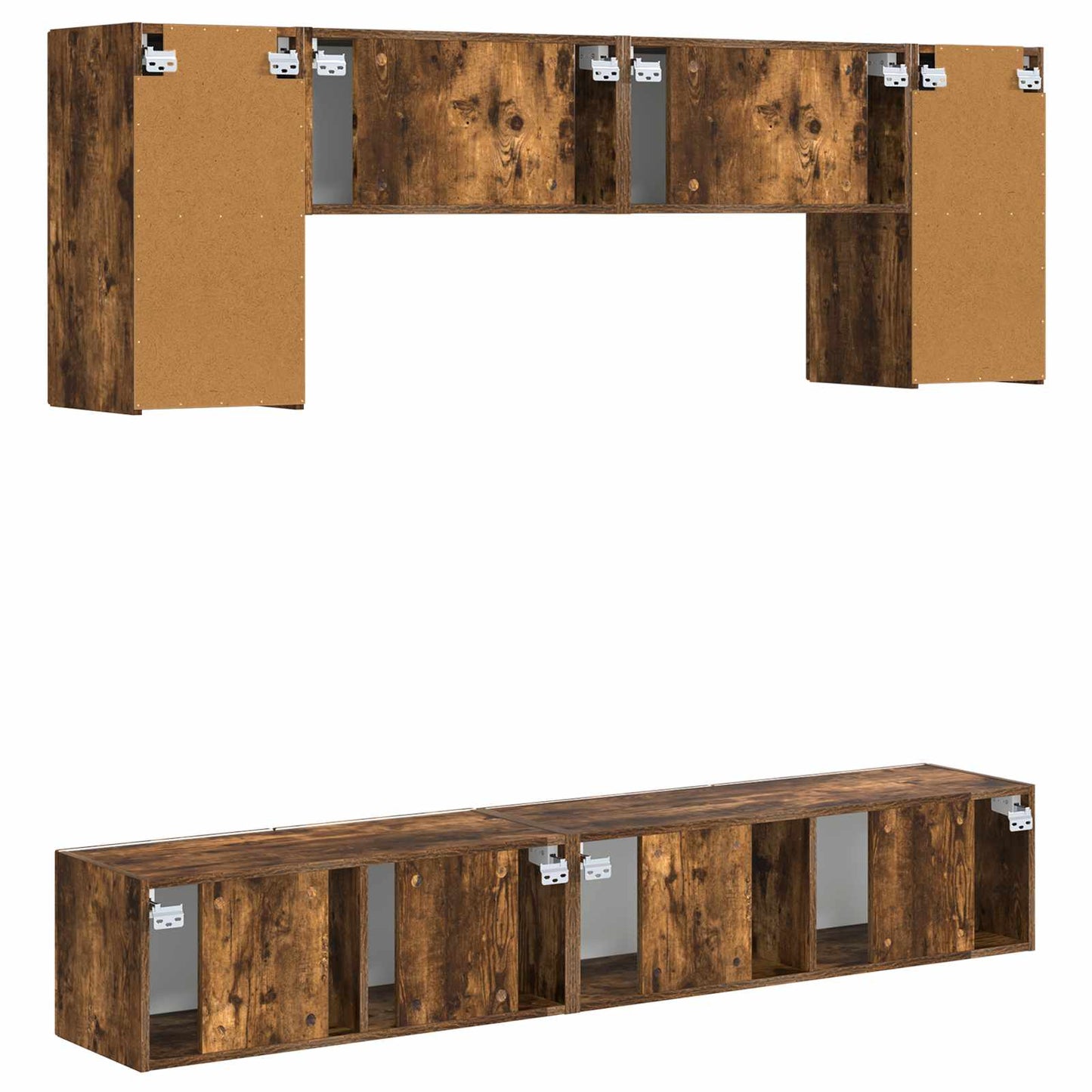 TV Cabinet Set 4 pcs Smoked Oak Engineered Wood
