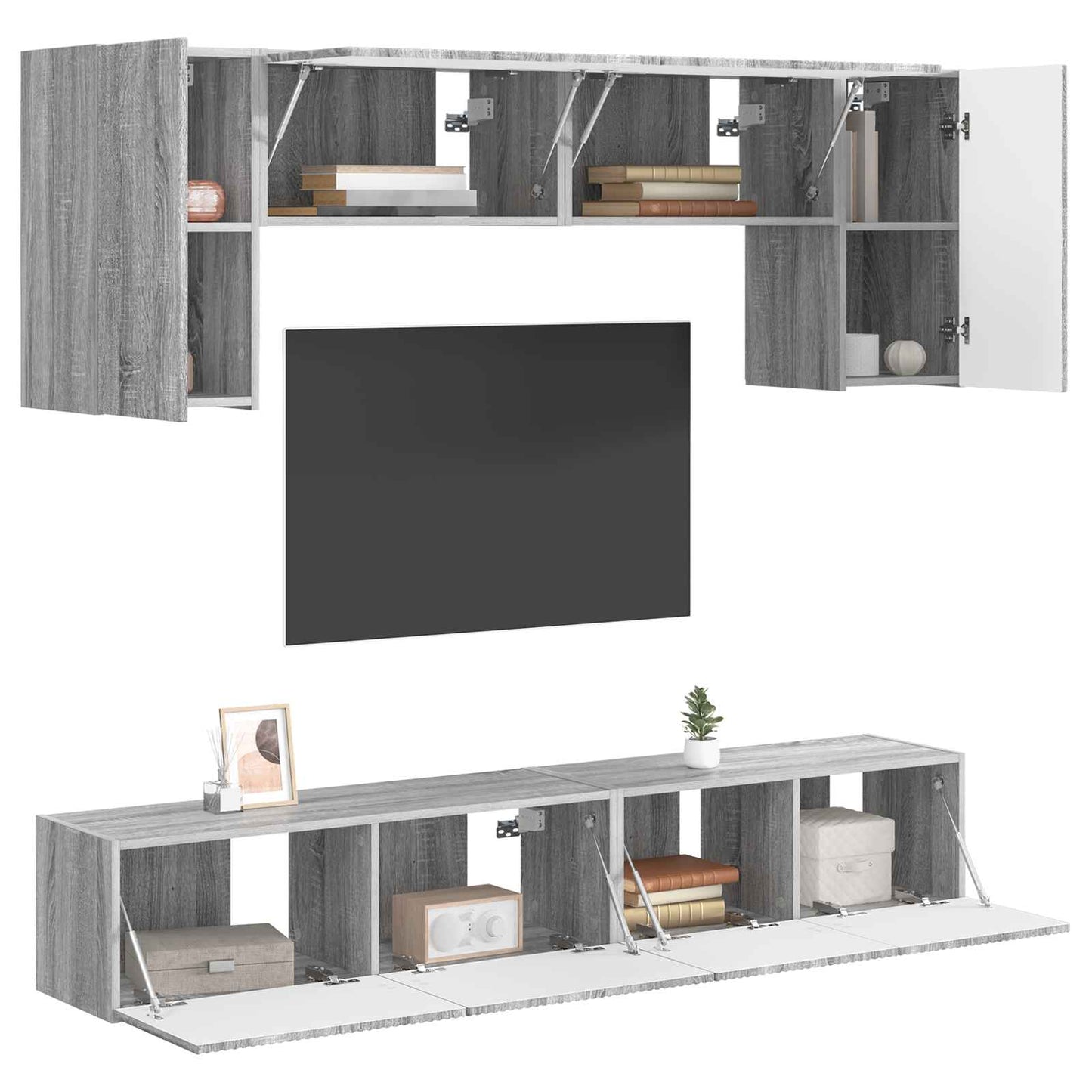 TV Cabinet Set Wall-mounted 4 pcs Grey Sonoma Engineered Wood