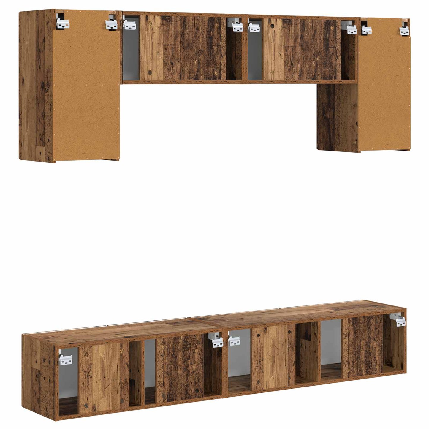 TV Cabinet Set Wall-mounted 4 pcs Old Wood Engineered Wood