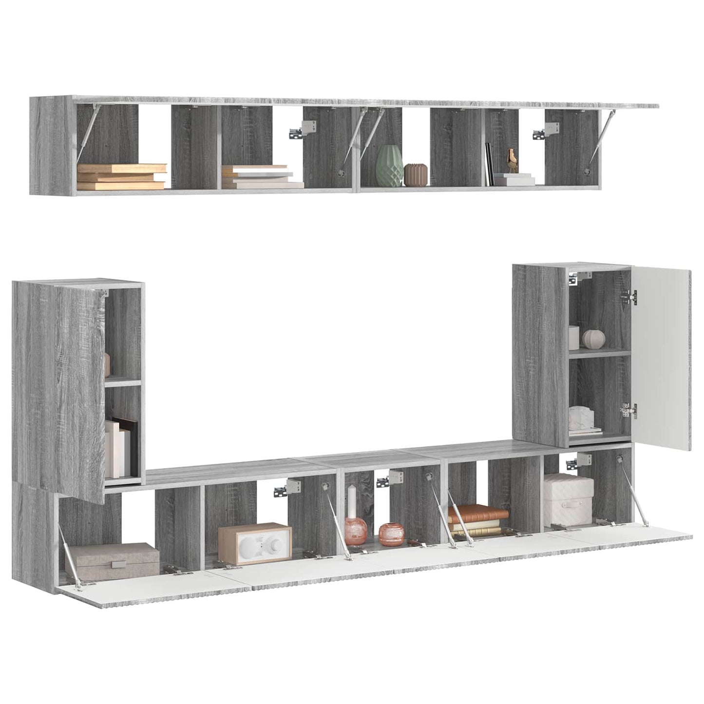 TV Cabinet Set Wall-mounted 5 pcs Grey Sonoma Engineered Wood