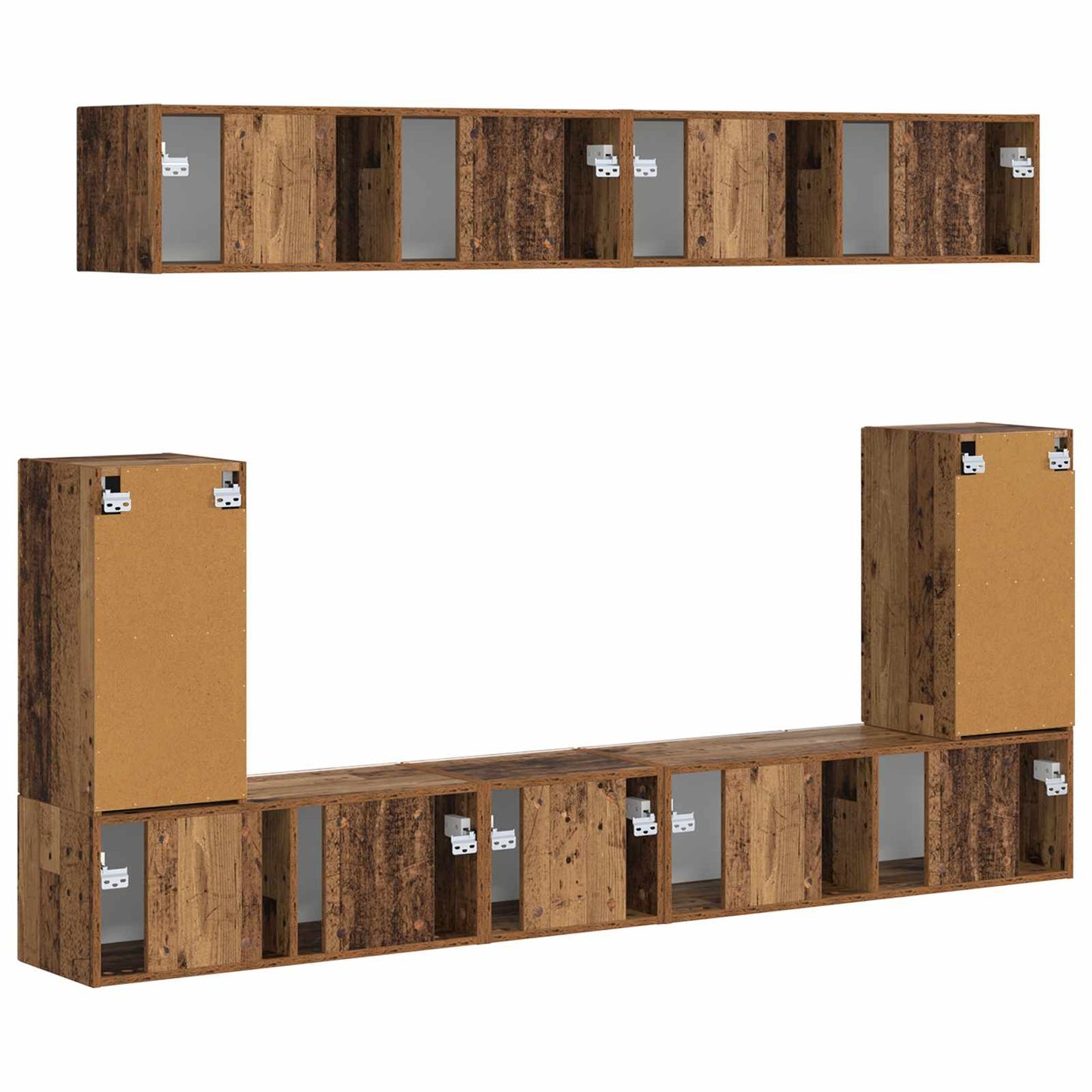 TV Cabinet Set Wall-mounted 5 pcs Old Wood Engineered Wood