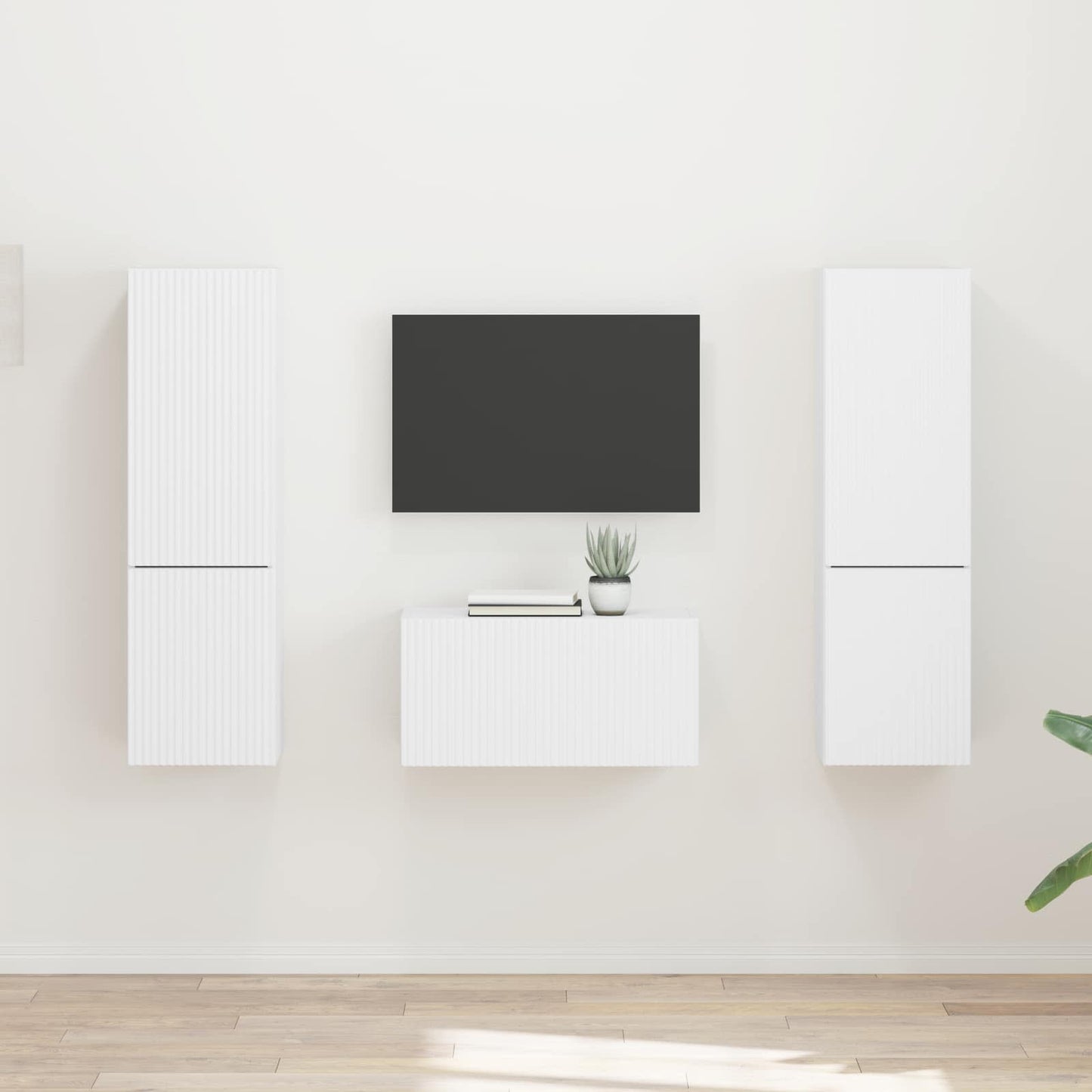 TV Cabinet Set 5 pcs White Engineered Wood