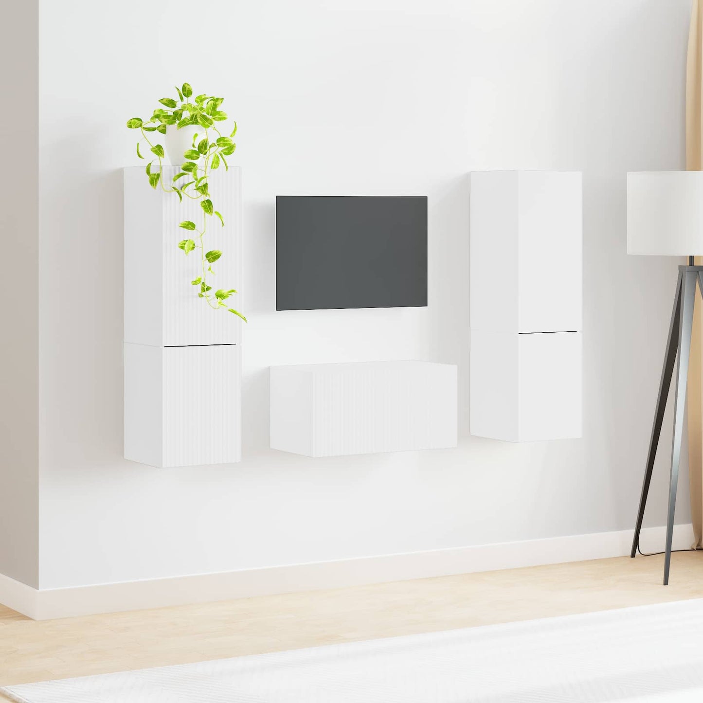 TV Cabinet Set 5 pcs White Engineered Wood