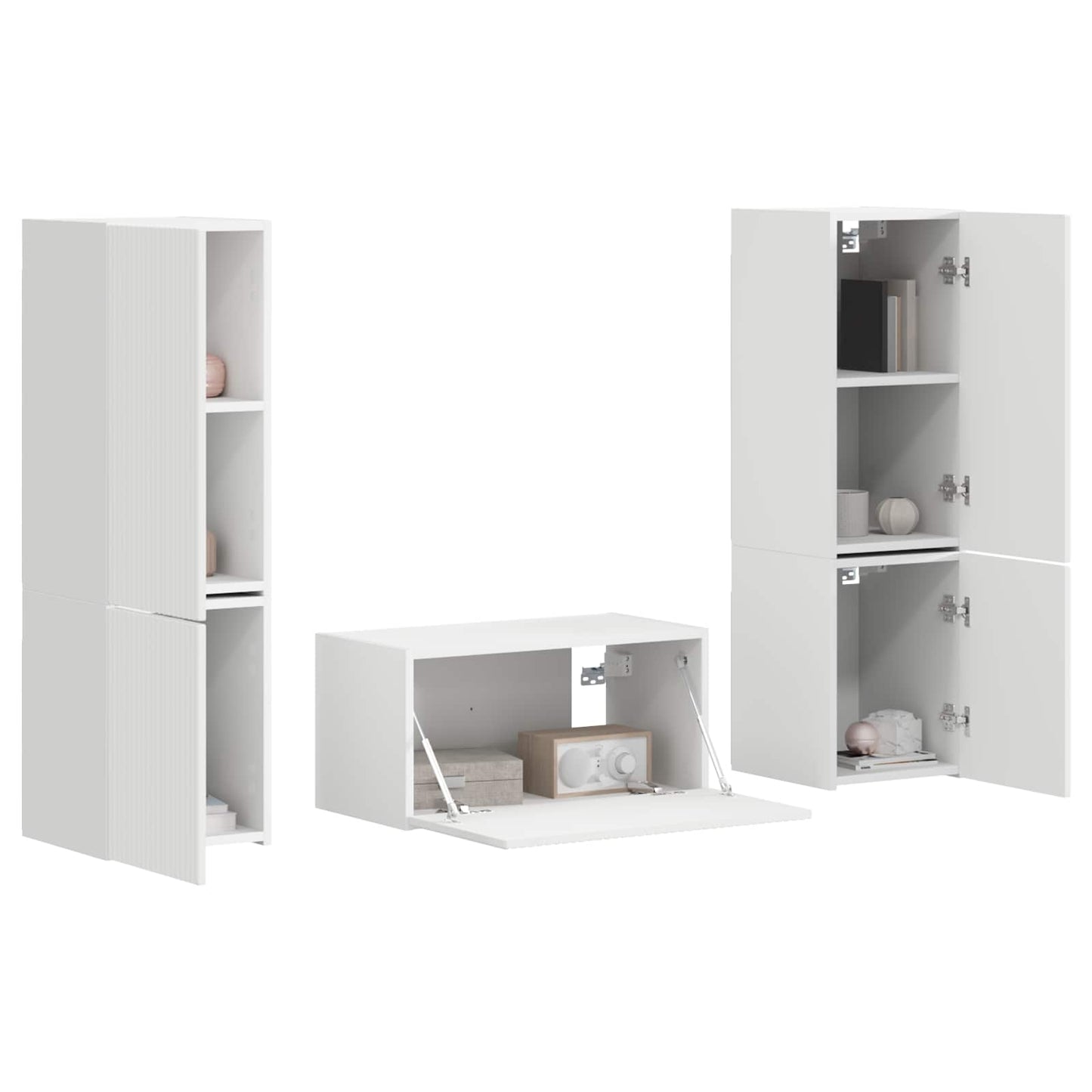 TV Cabinet Set 5 pcs White Engineered Wood