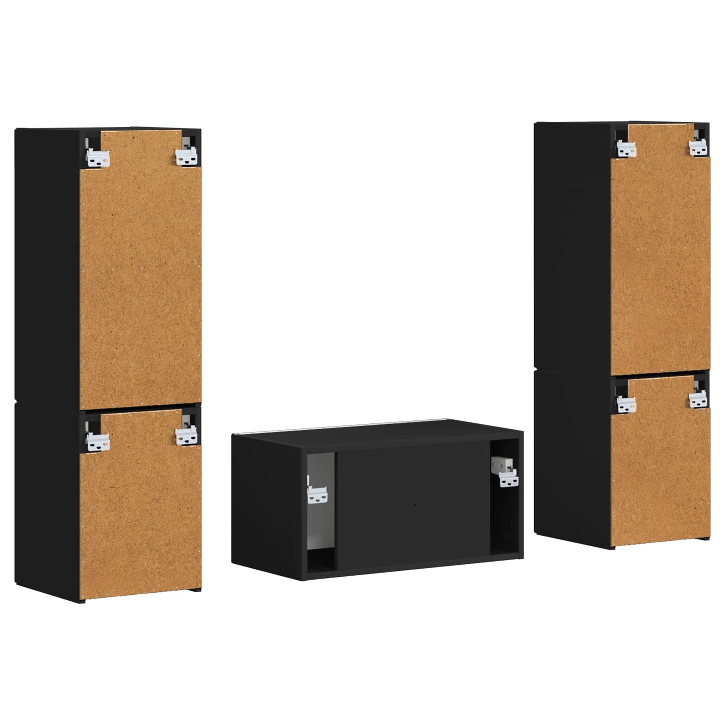 TV Cabinet Set 5 pcs Black Engineered Wood