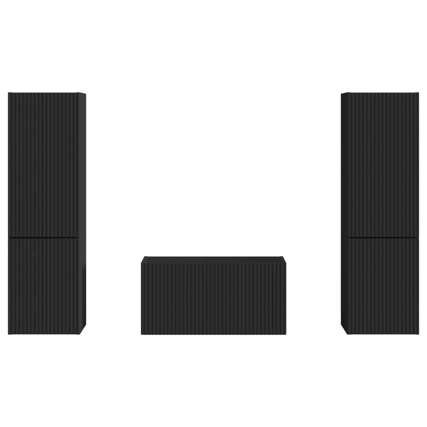TV Cabinet Set 5 pcs Black Engineered Wood