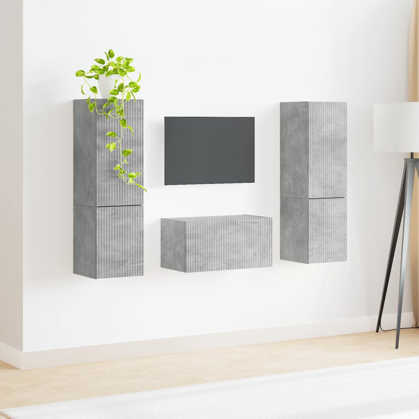 TV Cabinet Set 5 pcs Concrete Grey Engineered Wood