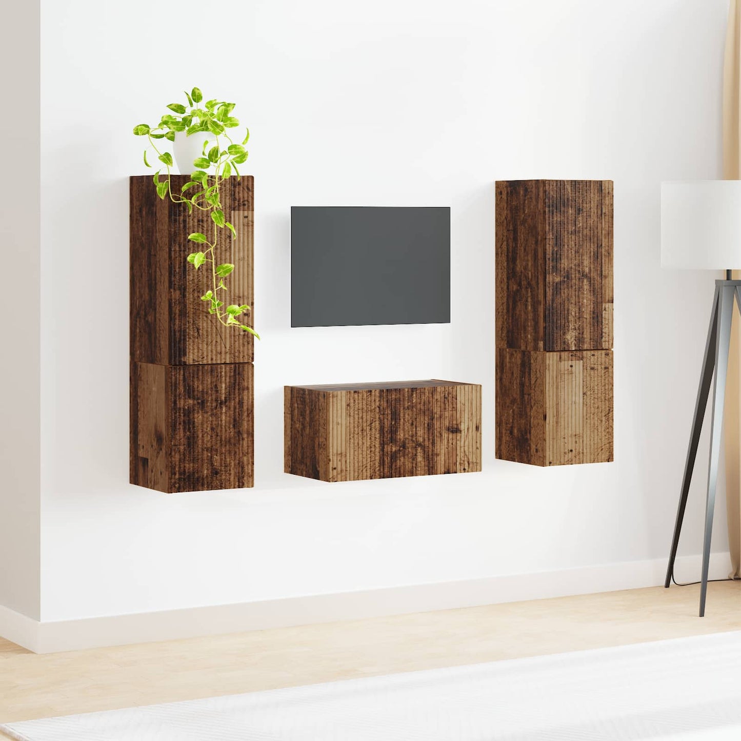 TV Cabinet Set 5 pcs Old Wood Engineered Wood