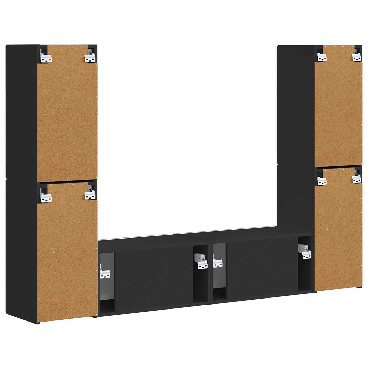 TV Cabinet Set 6 pcs Black Engineered Wood