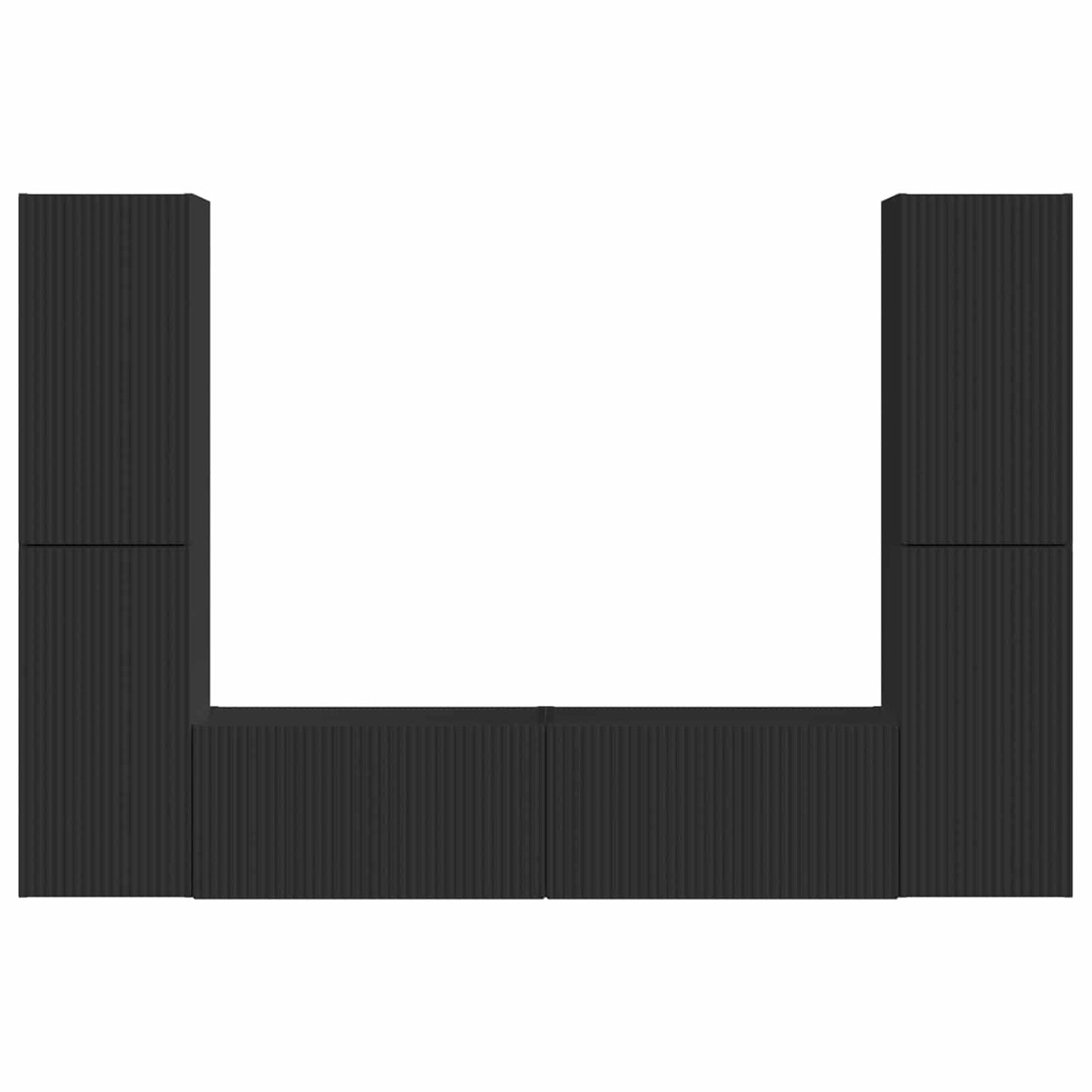TV Cabinet Set 6 pcs Black Engineered Wood