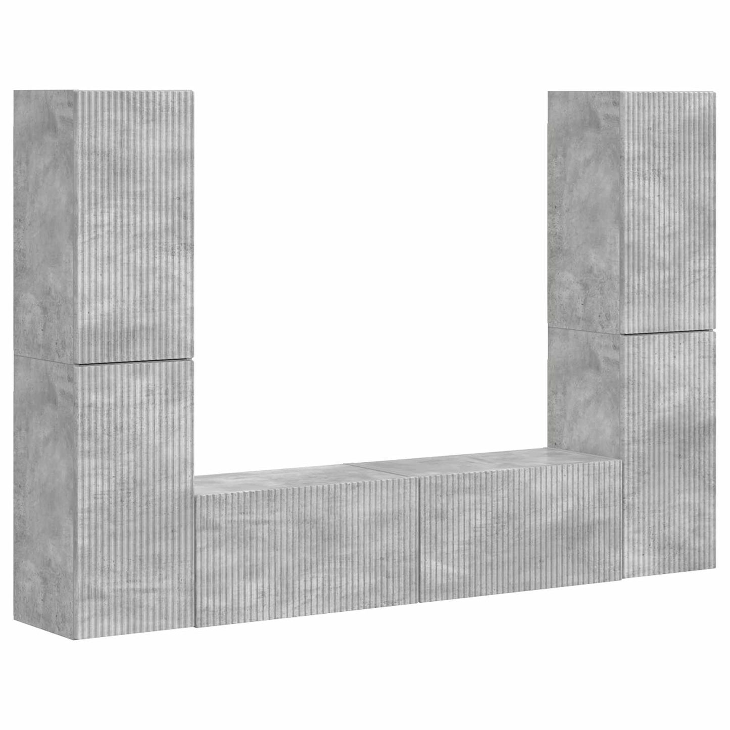 TV Cabinet Set 6 pcs Concrete Grey Engineered Wood