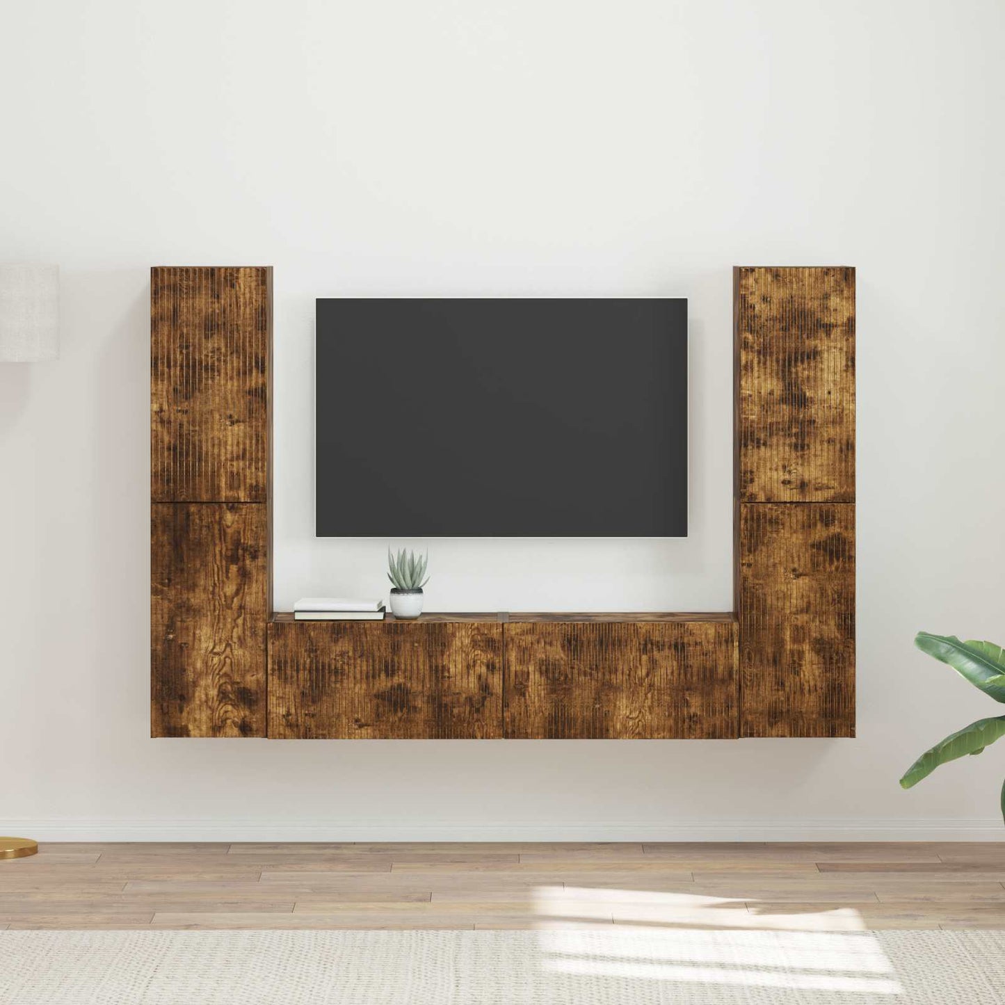 TV Cabinet Set 6 pcs Smoked Oak Engineered Wood