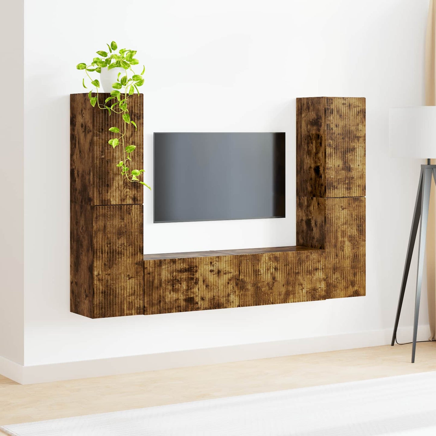 TV Cabinet Set 6 pcs Smoked Oak Engineered Wood