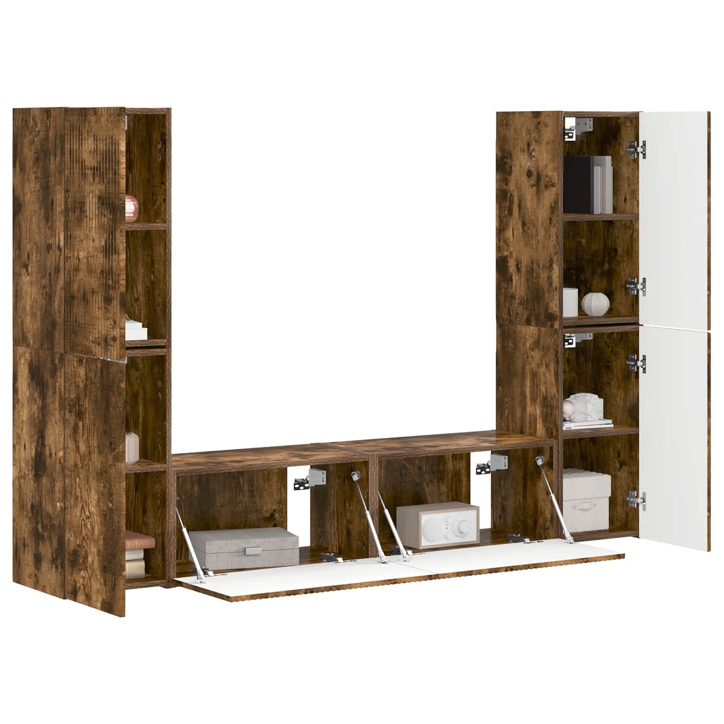 TV Cabinet Set 6 pcs Smoked Oak Engineered Wood