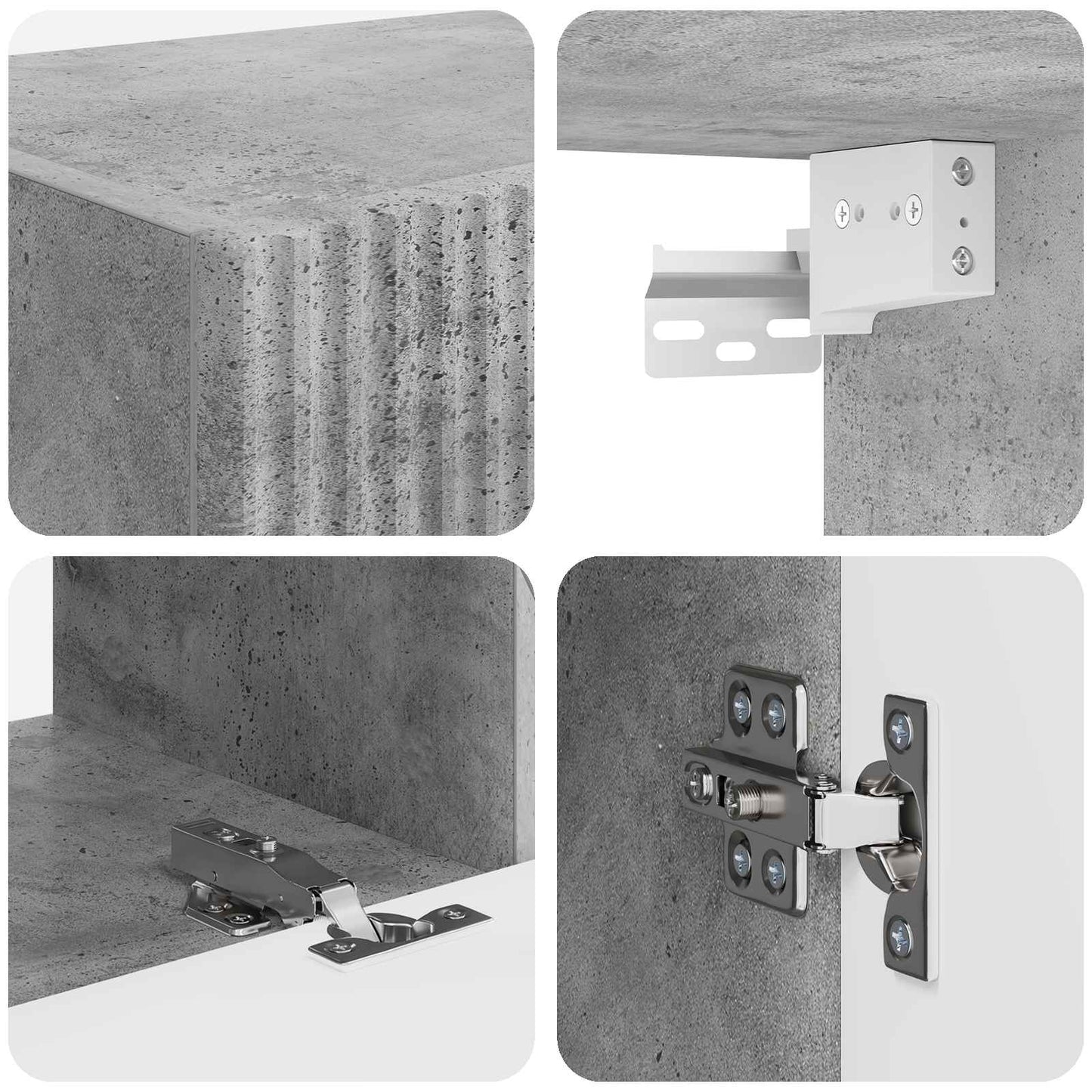 TV Cabinet Set 4 pcs Concrete Grey Engineered Wood
