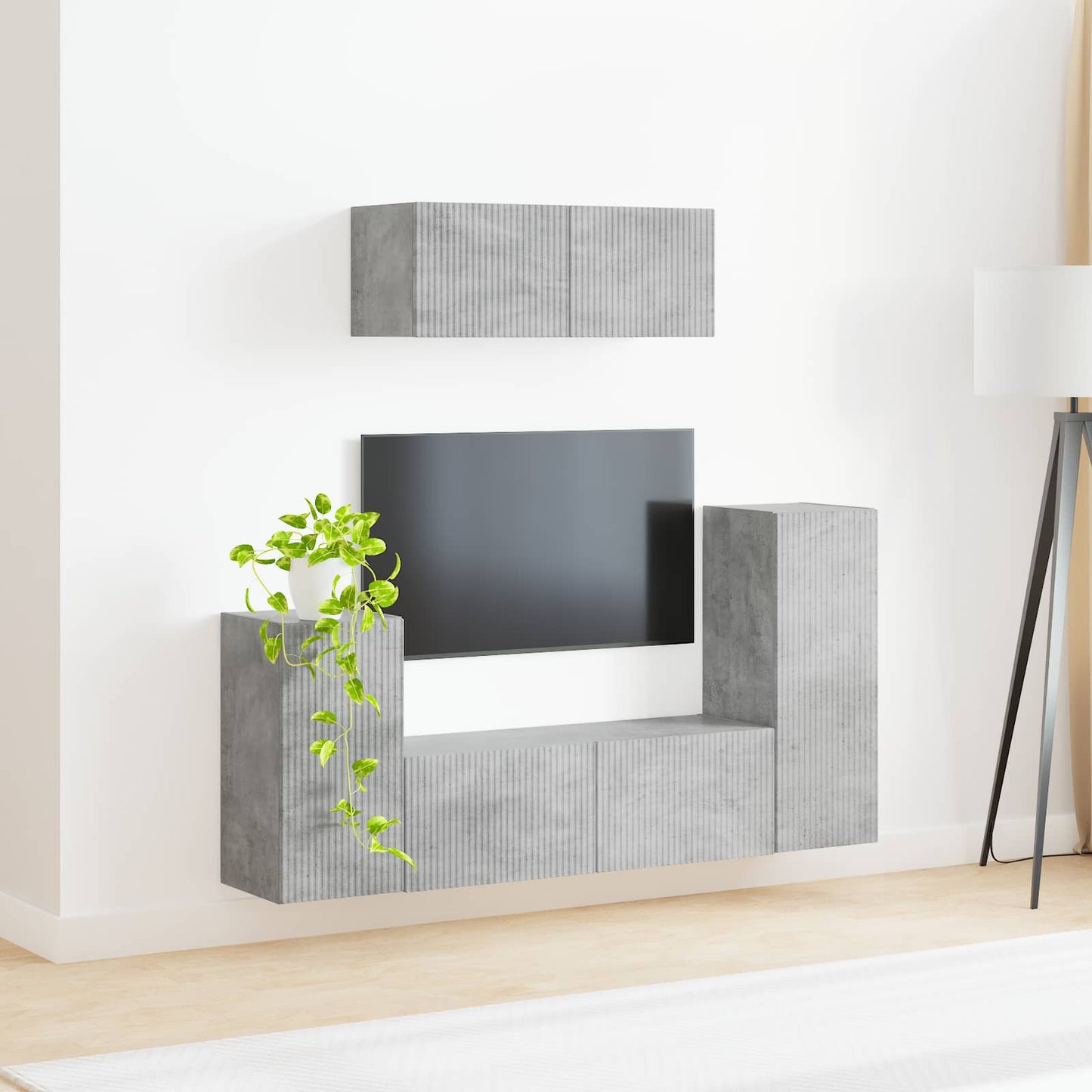 TV Cabinet Set 4 pcs Concrete Grey Engineered Wood