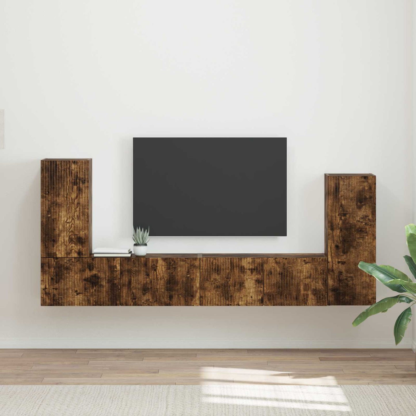 TV Cabinet Set 4 pcs Smoked Oak Engineered Wood