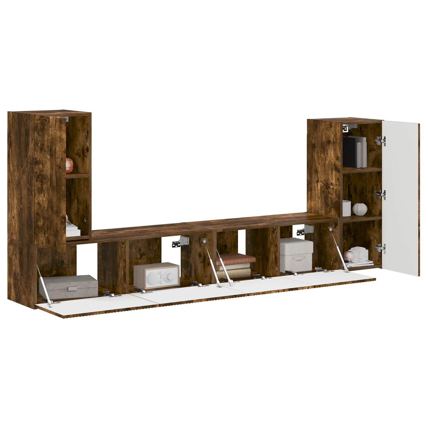 TV Cabinet Set 4 pcs Smoked Oak Engineered Wood