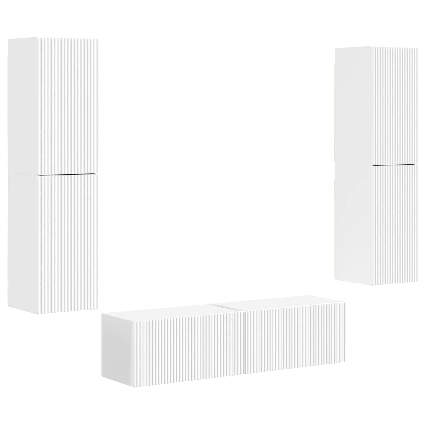 TV Cabinet Set 6 pcs White Engineered Wood