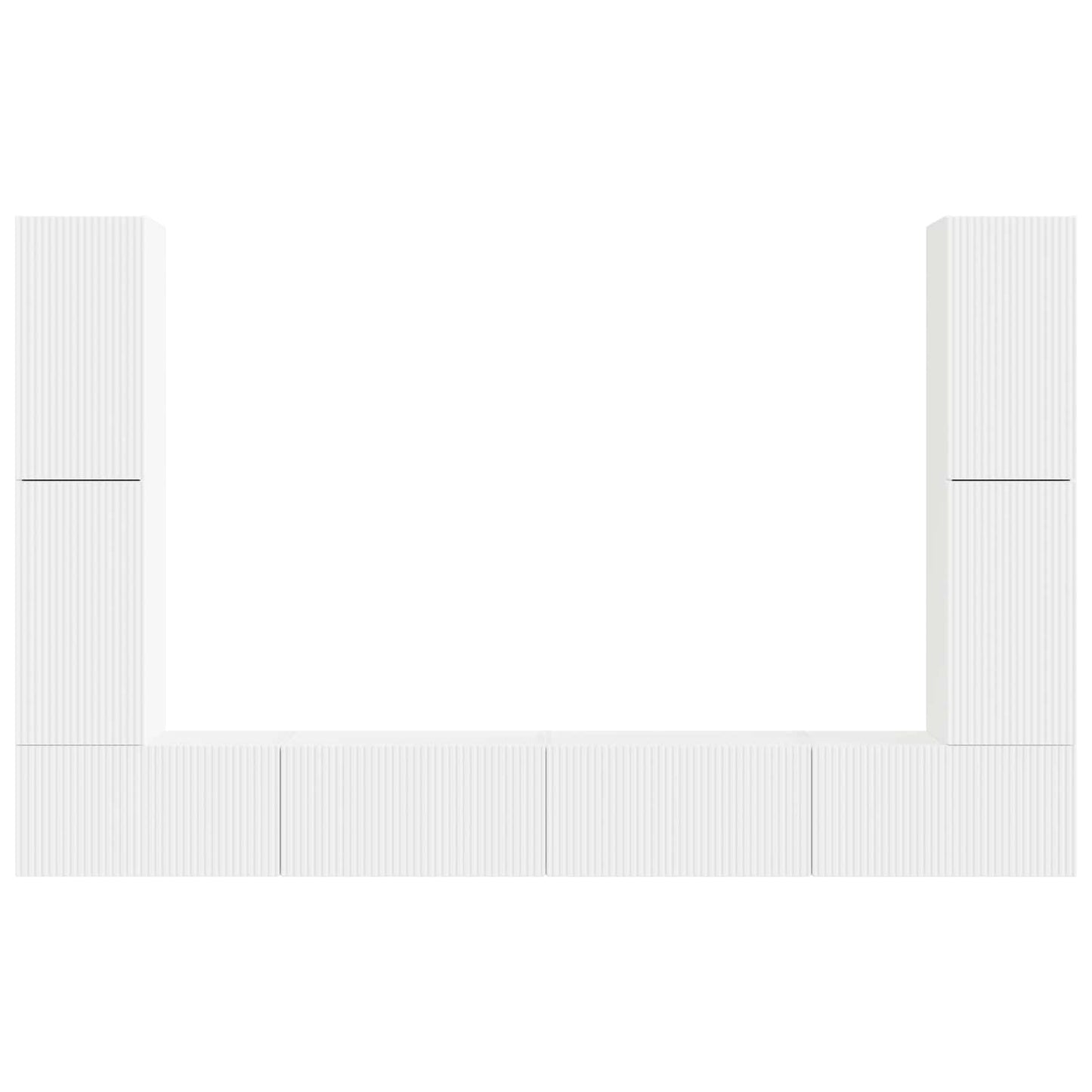 TV Cabinet Set 8 pcs White Engineered Wood