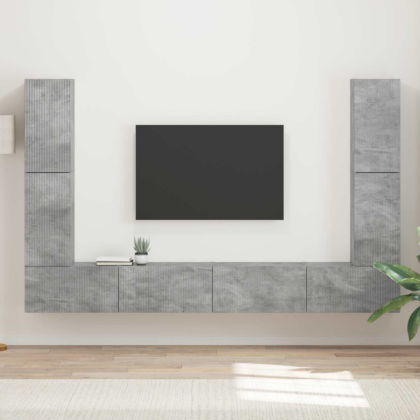 TV Cabinet Set 8 pcs Concrete Grey Engineered Wood