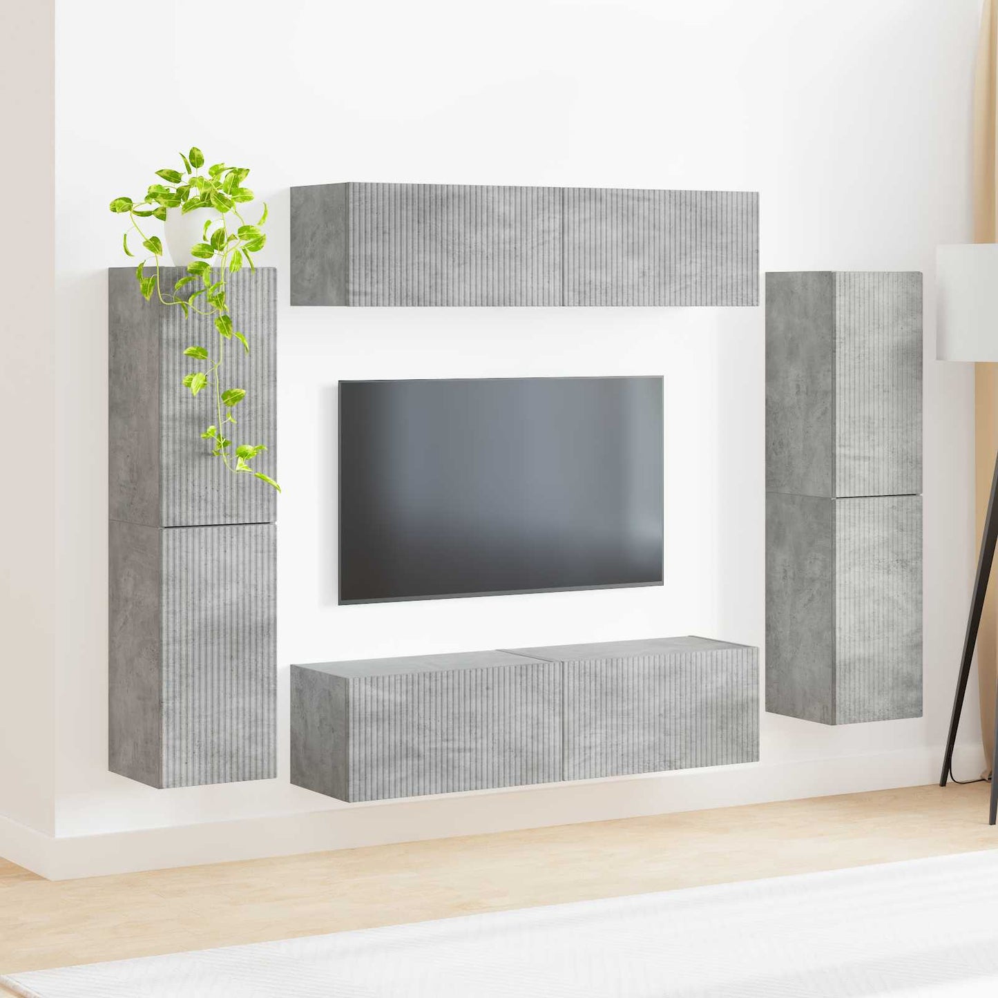 TV Cabinet Set 8 pcs Concrete Grey Engineered Wood