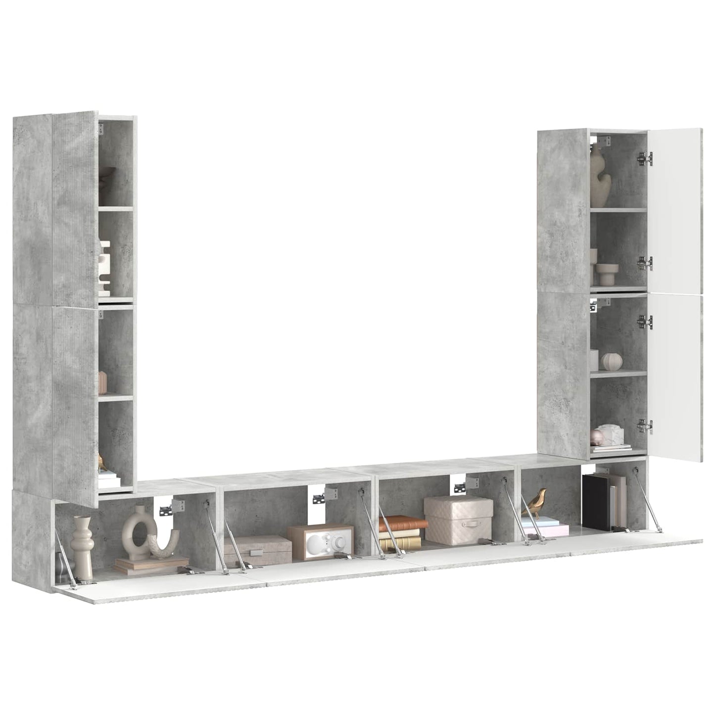 TV Cabinet Set 8 pcs Concrete Grey Engineered Wood