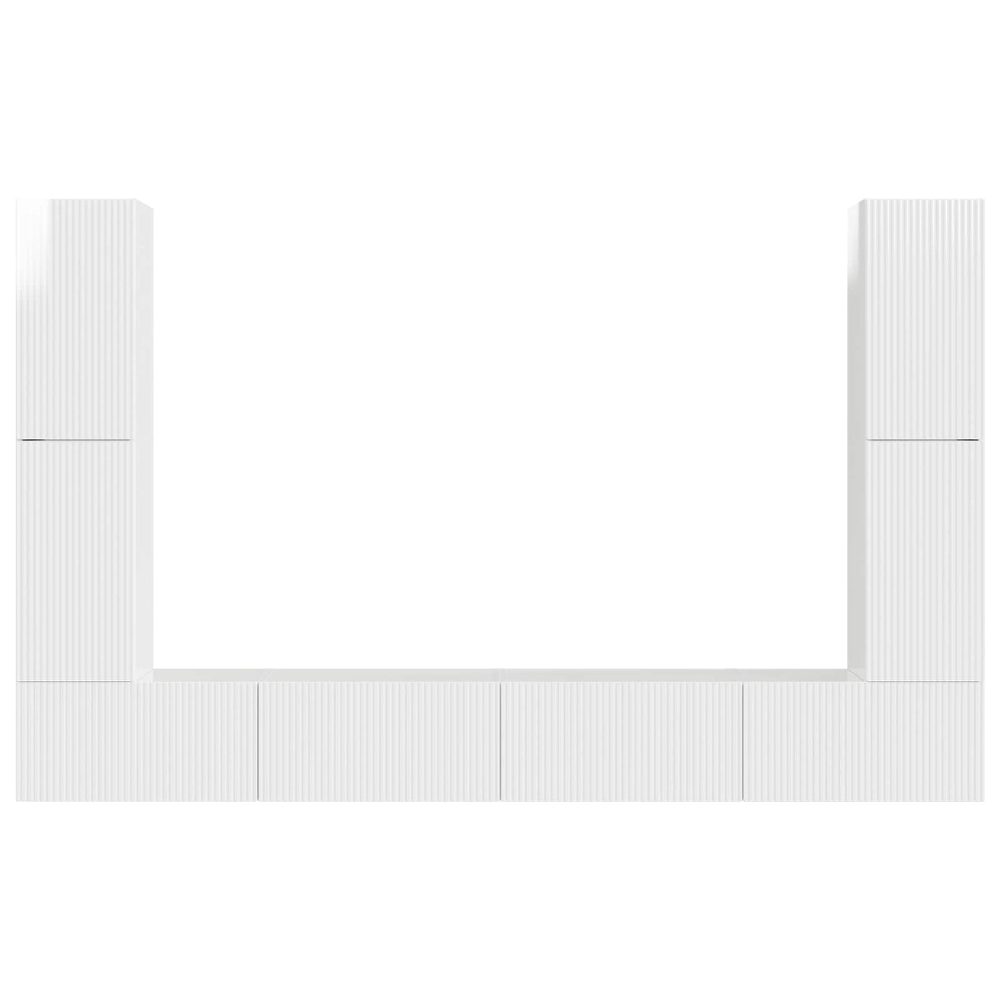 TV Cabinet Set 8 pcs High Gloss White Engineered Wood