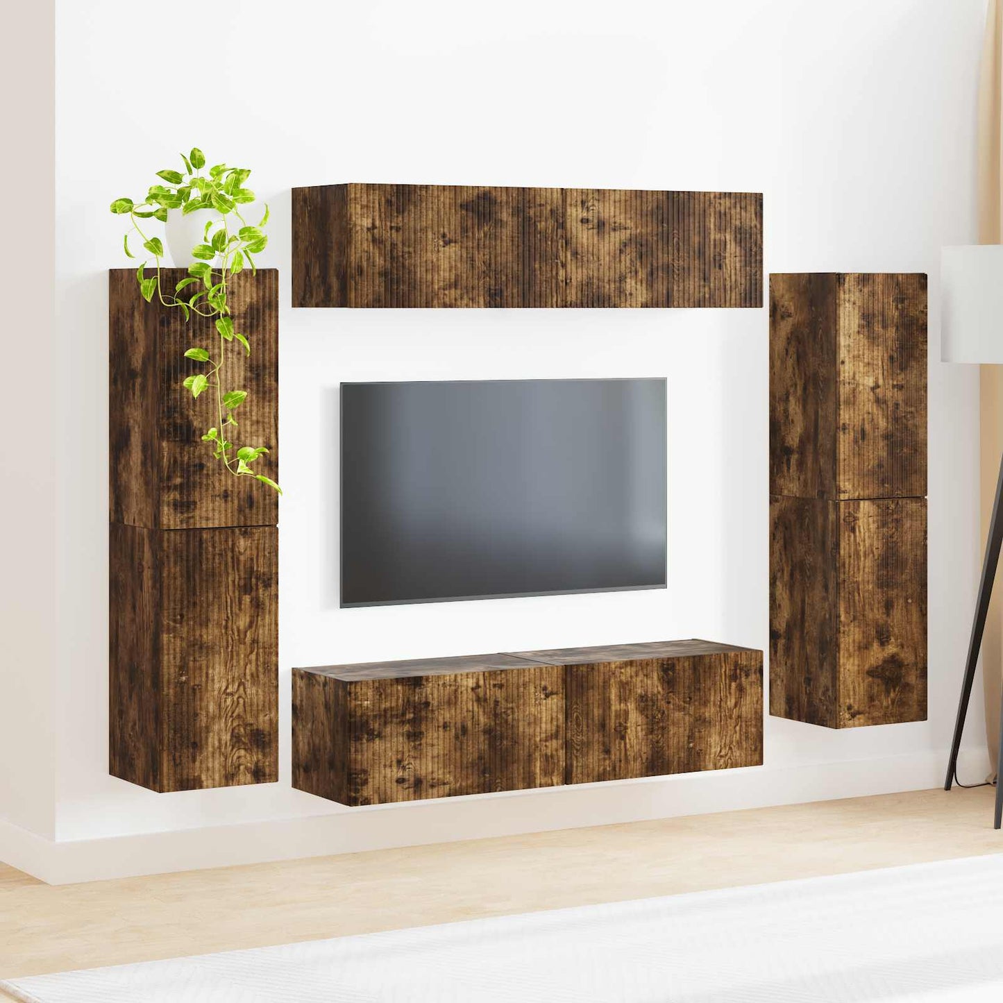 TV Cabinet Set 8 pcs Smoked Oak Engineered Wood