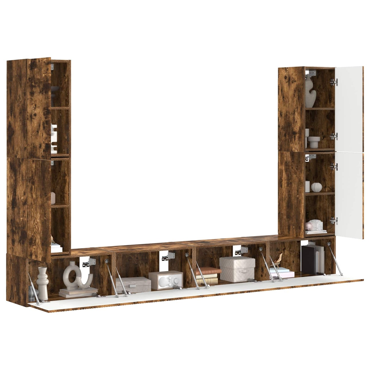 TV Cabinet Set 8 pcs Smoked Oak Engineered Wood