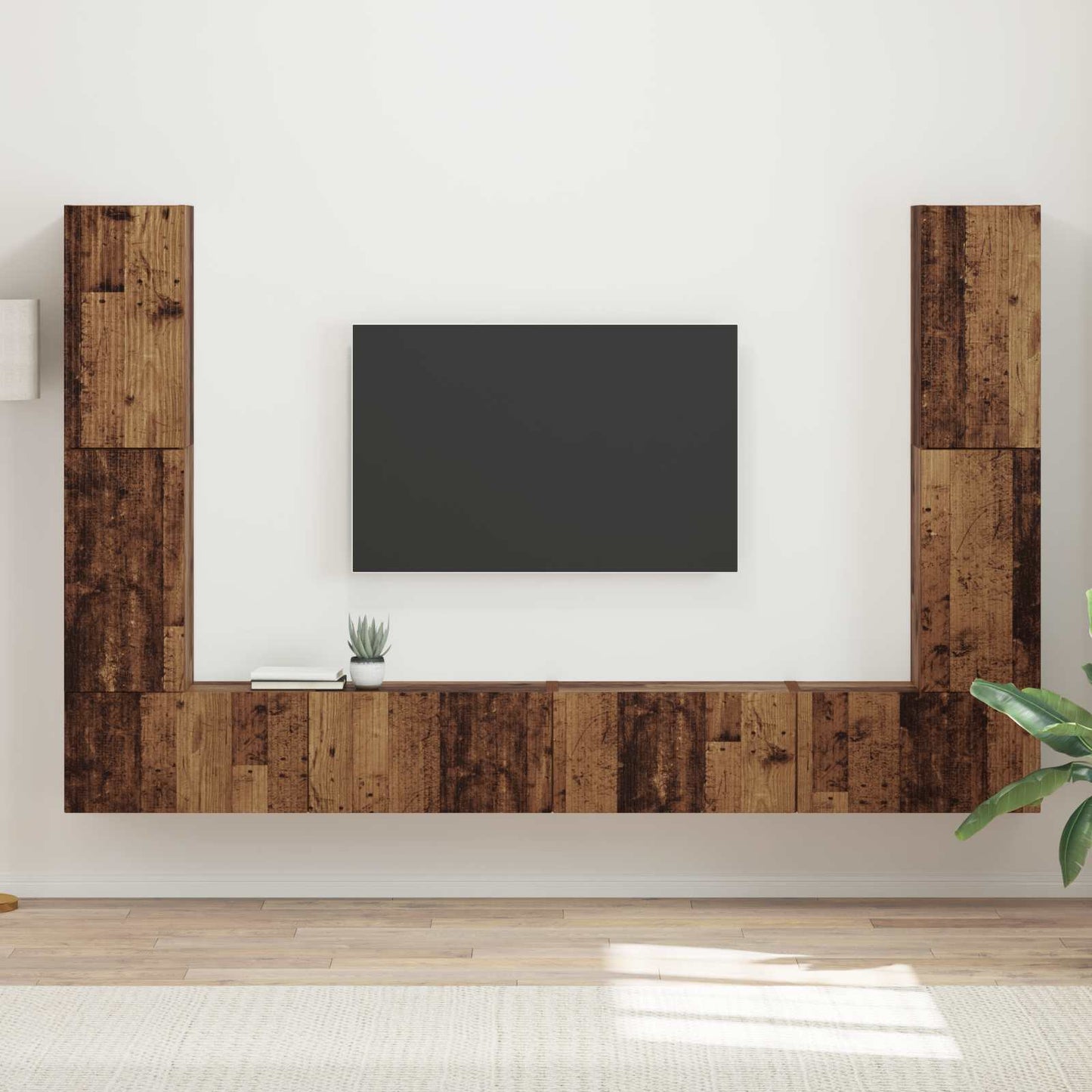 TV Cabinet Set 8 pcs Old Wood Engineered Wood