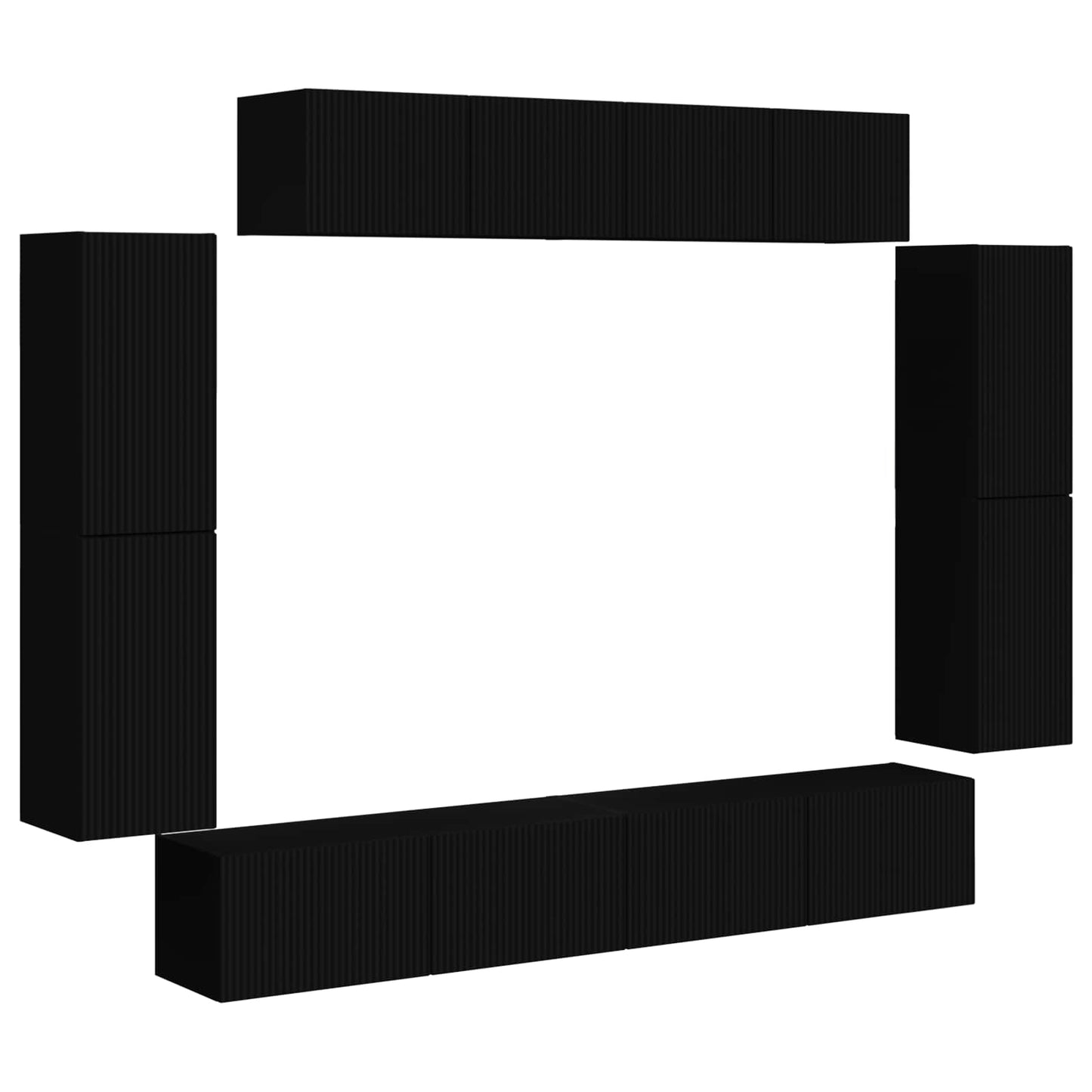 TV Cabinet 8 pcs Black