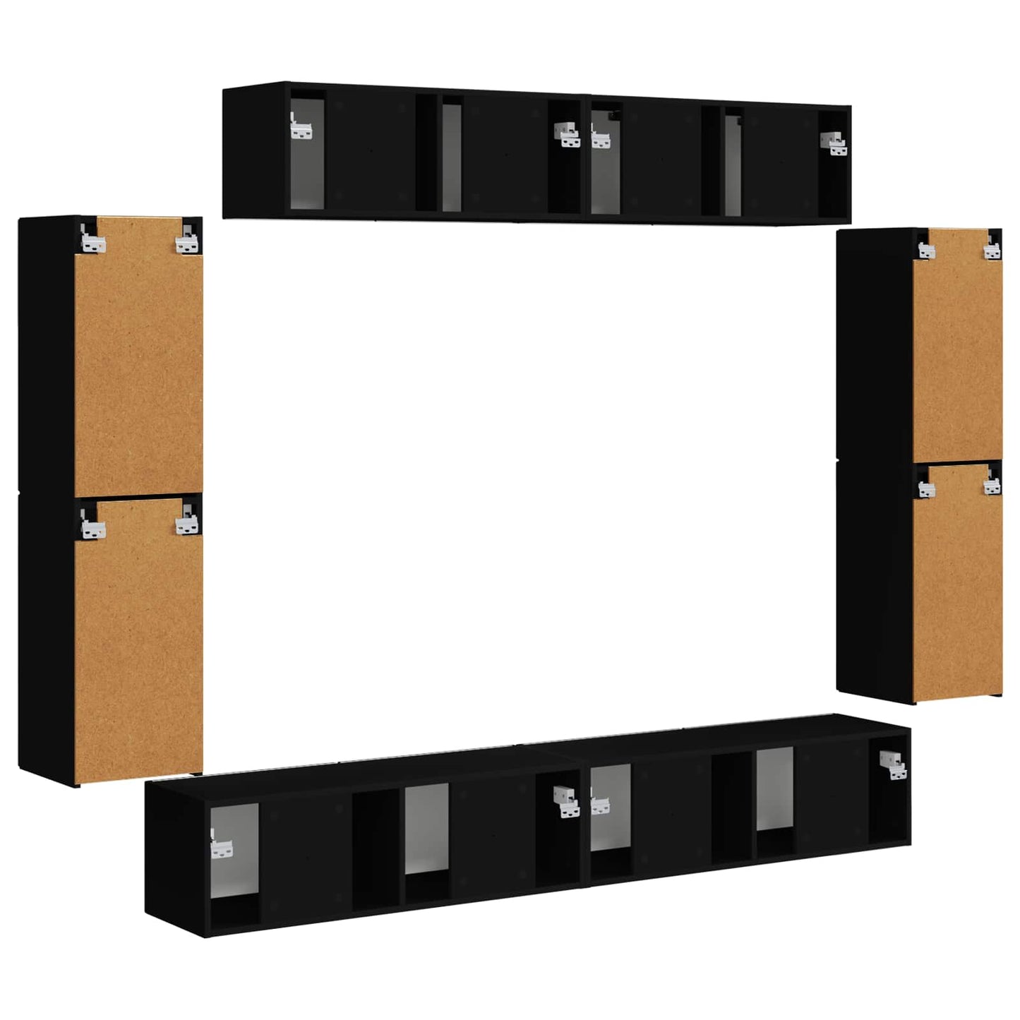 TV Cabinet 8 pcs Black