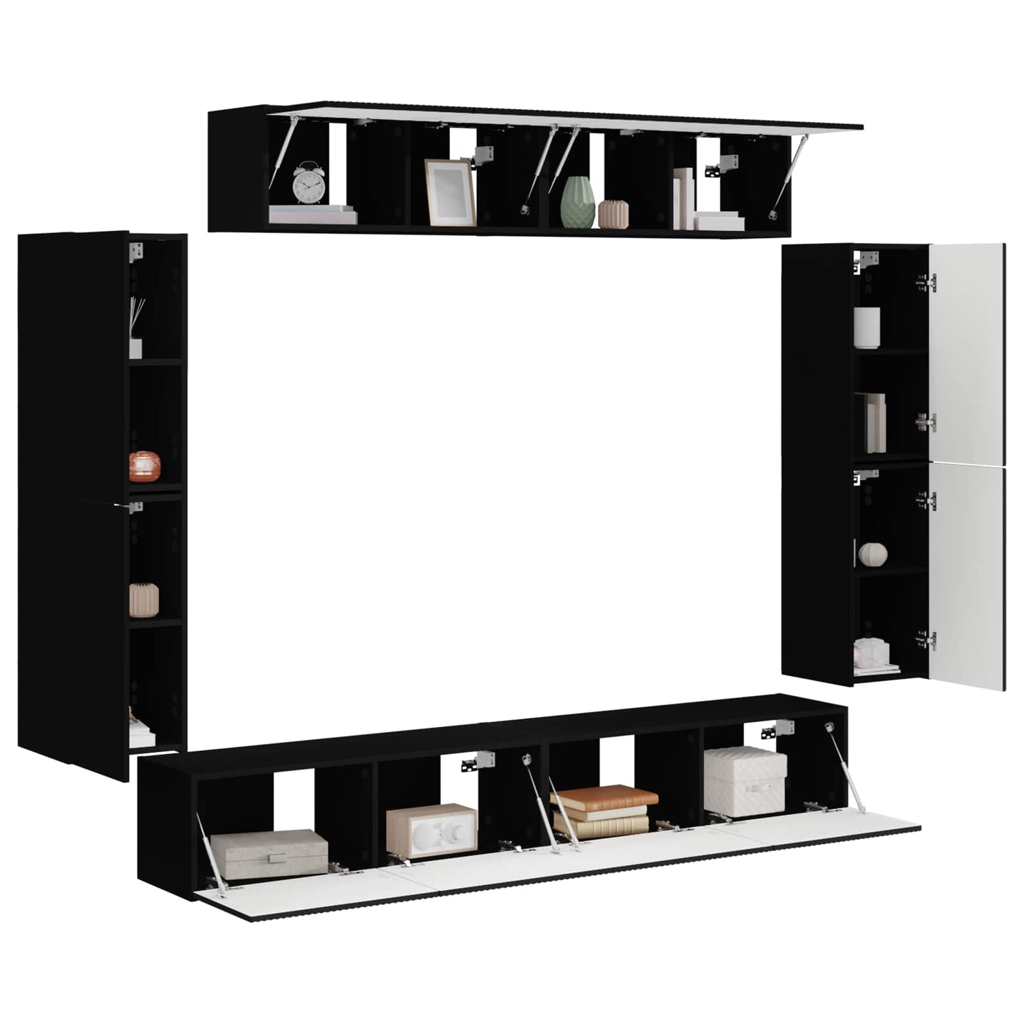 TV Cabinet 8 pcs Black