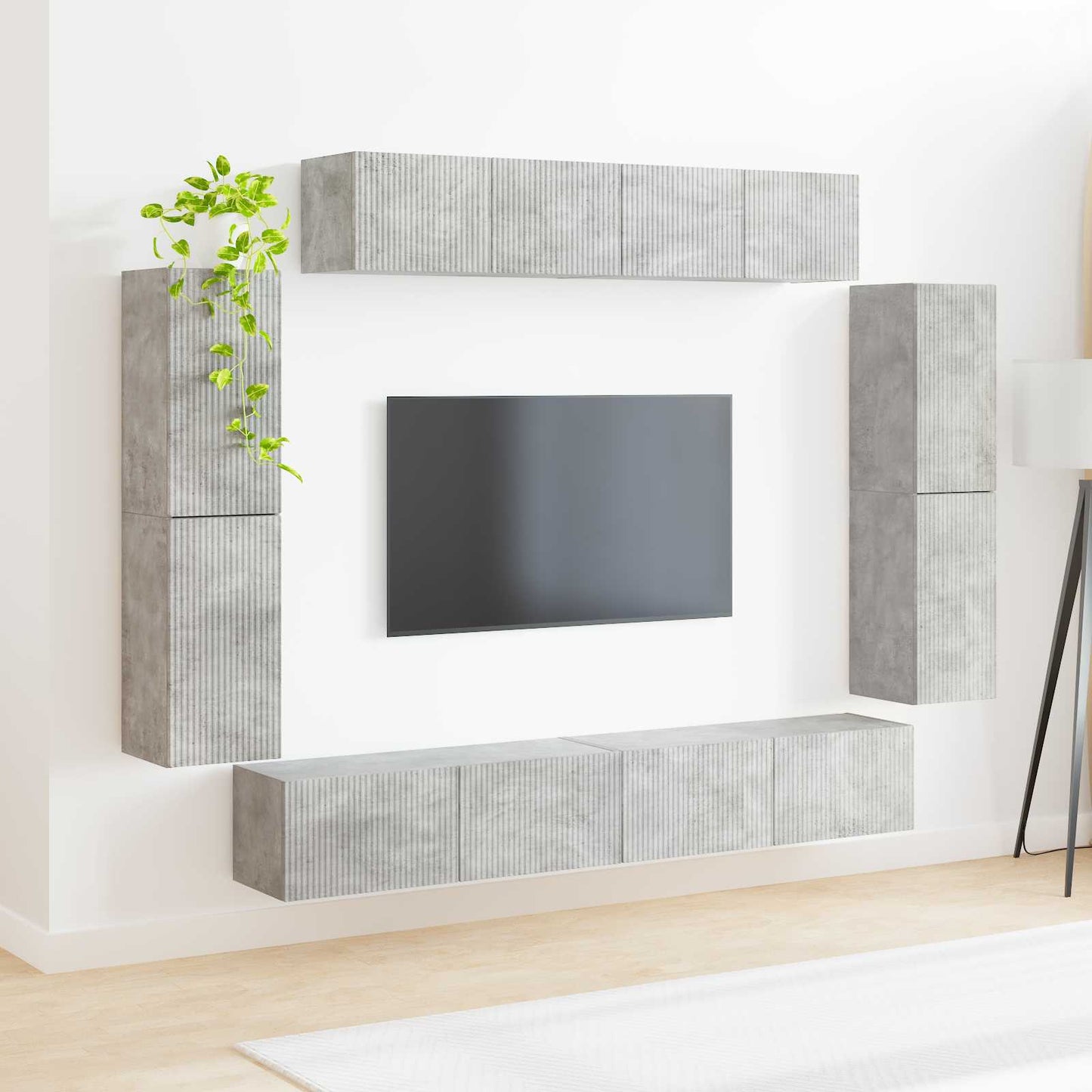 TV Cabinet 8 pcs Concrete Grey