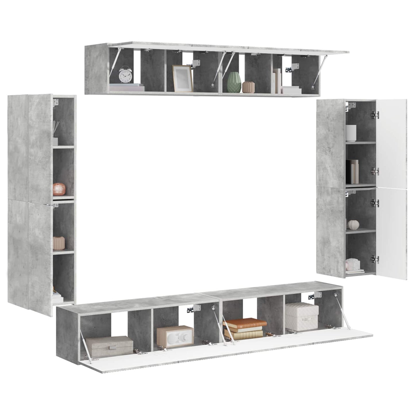 TV Cabinet 8 pcs Concrete Grey
