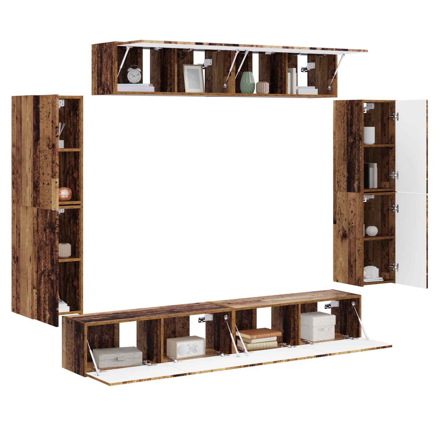 TV Cabinet 8 pcs Old Wood