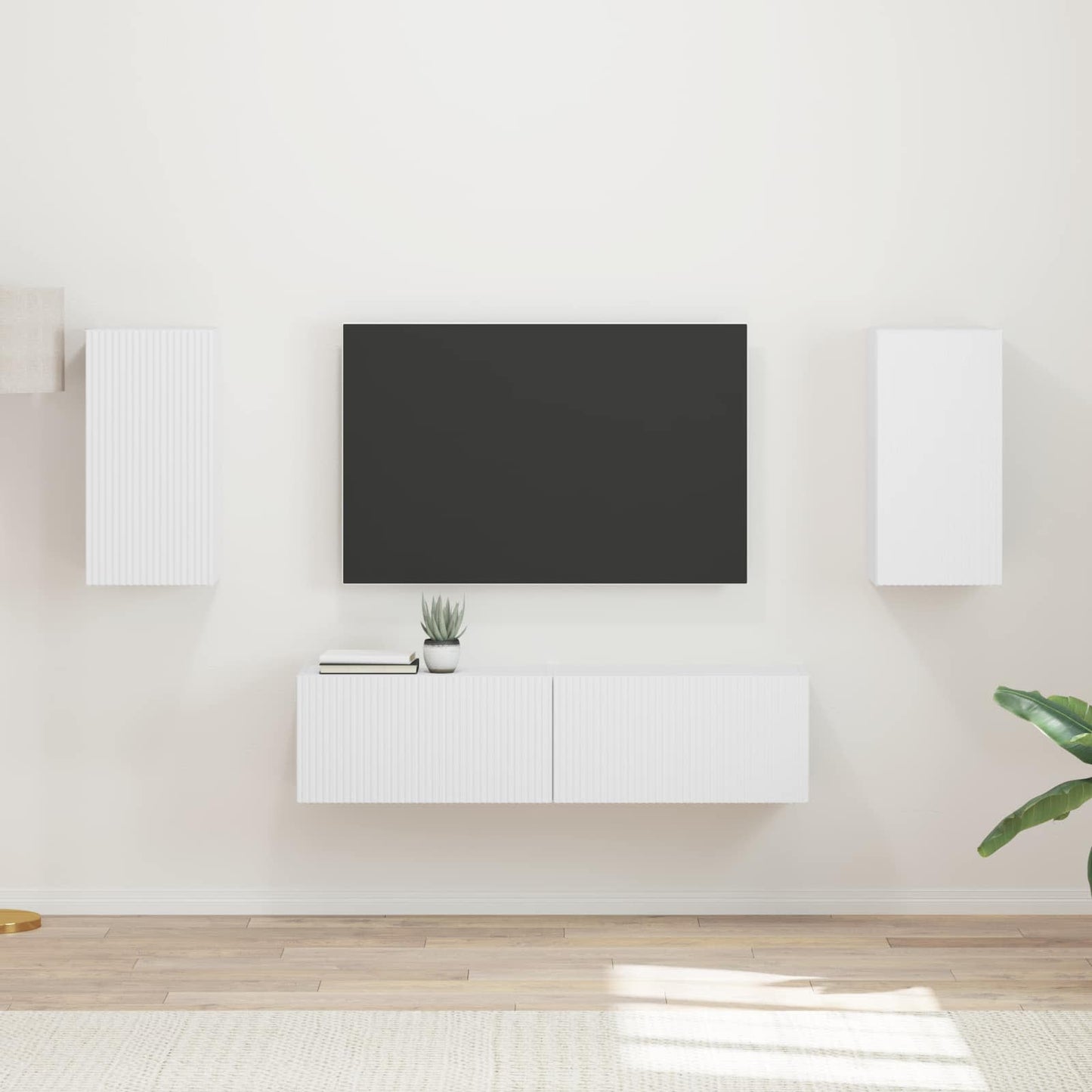 TV Cabinet Set 4 pcs White Engineered Wood