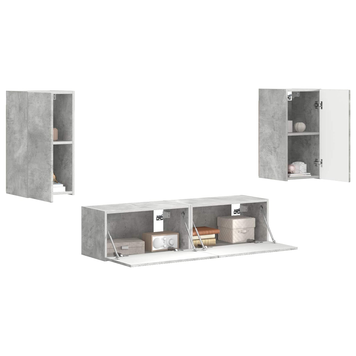 TV Cabinet Set 4 pcs Concrete Grey Engineered Wood