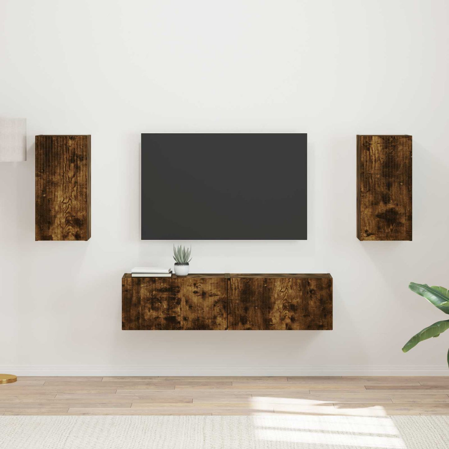 TV Cabinet Set 4 pcs Smoked Oak Engineered Wood